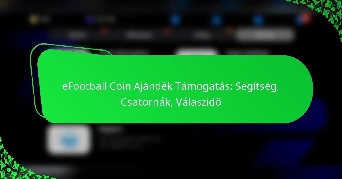 eFootball Coin Ajándék Támogatás: Segítség, Csatornák, Válaszidő