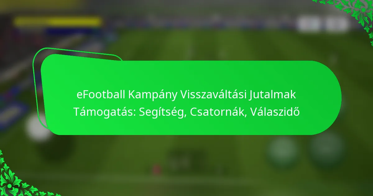 eFootball Kampány Visszaváltási Jutalmak Támogatás: Segítség, Csatornák, Válaszidő