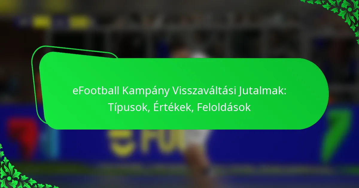 eFootball Kampány Visszaváltási Jutalmak: Típusok, Értékek, Feloldások